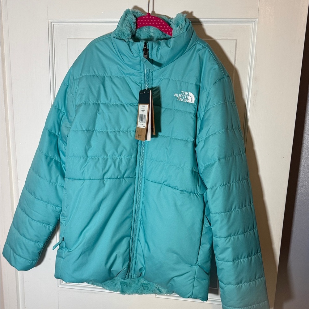 The North Face Kids Aqua Puffer Jacket reversible Mossbudd Girls L (14/16)